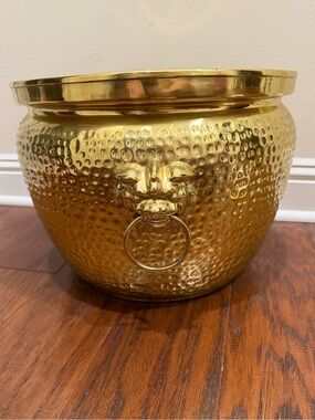 Brass Planter with Foo Dog Handles